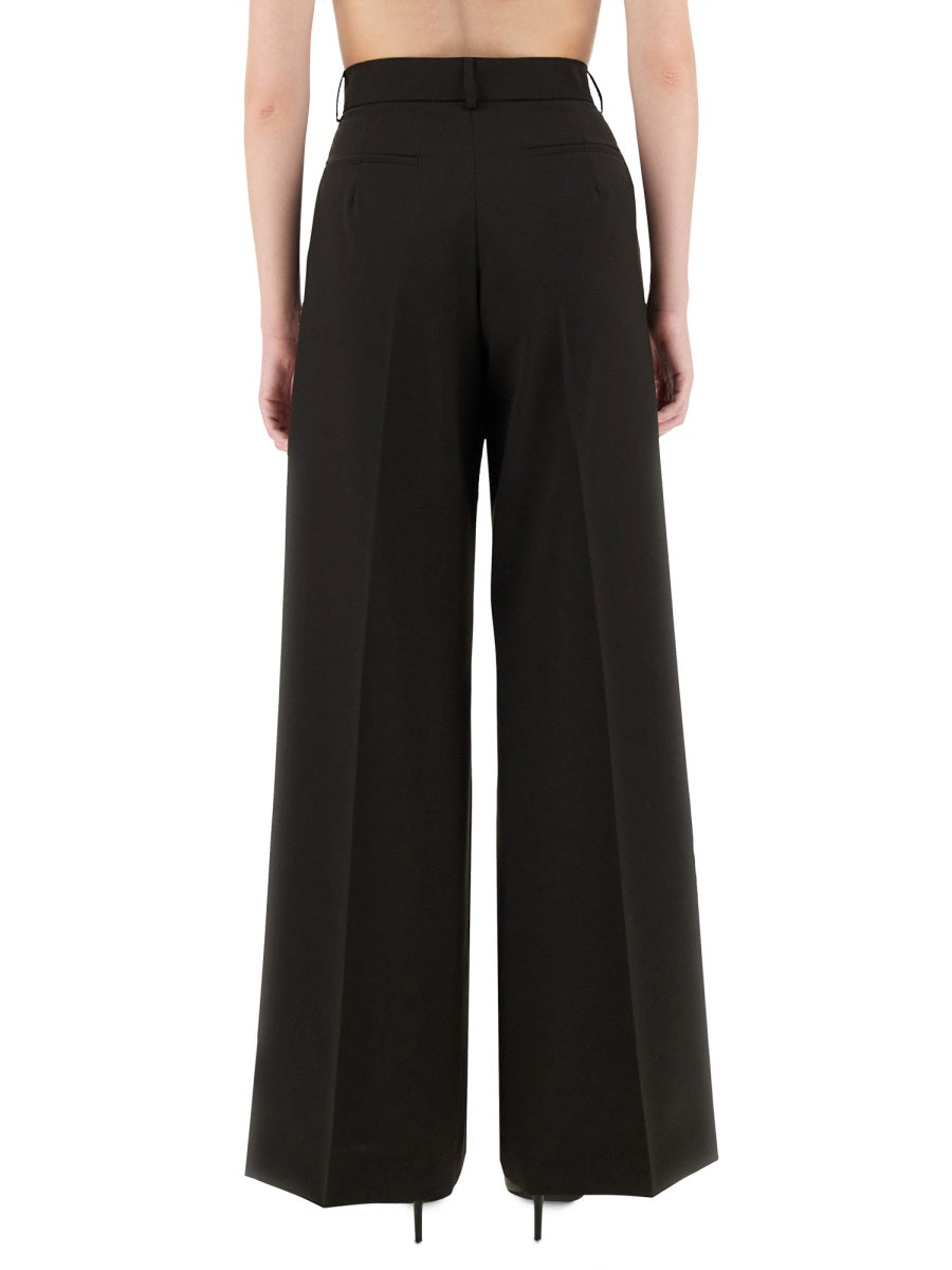 Wide Leg Pants Brown Virgin Wool Ovis Aries Trousers