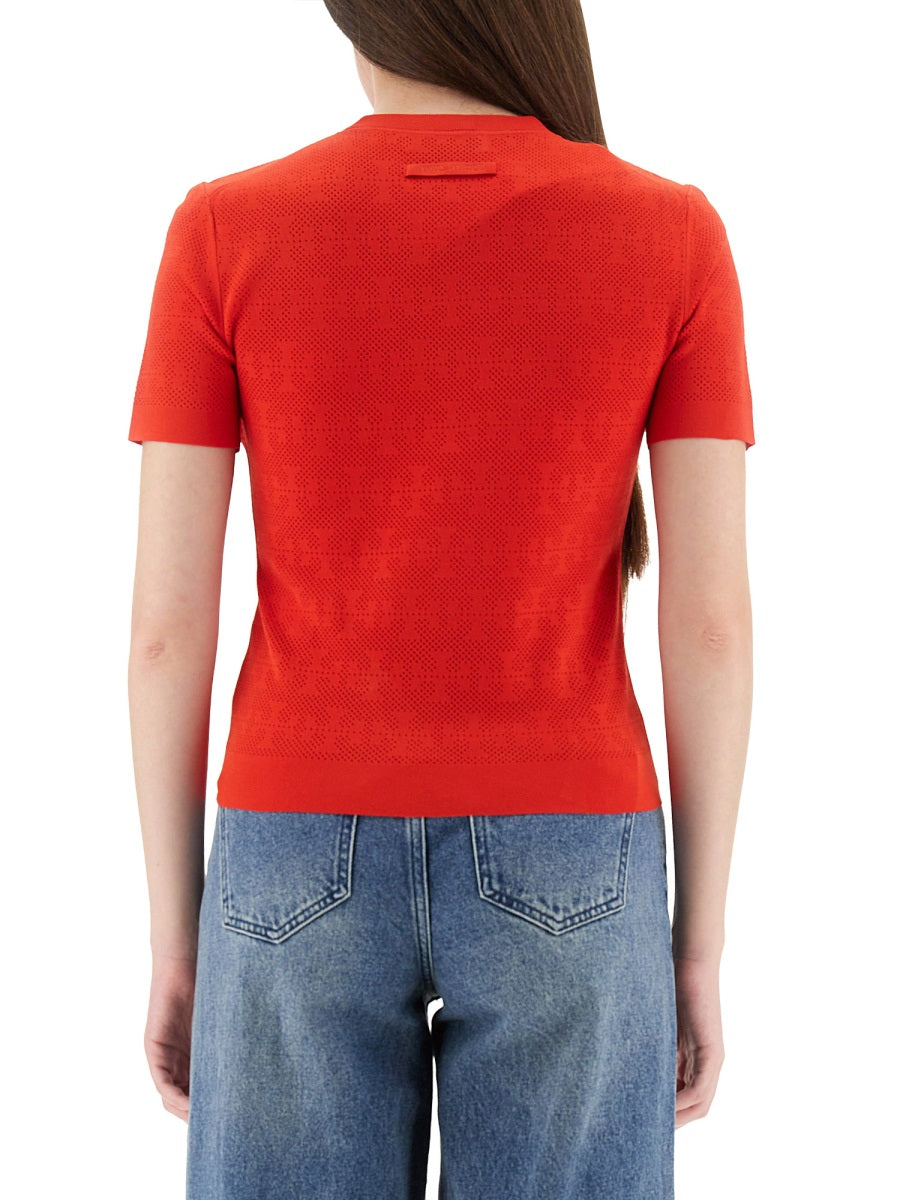 Jacquard T Monogram Jersey Red Viscose Jumpers