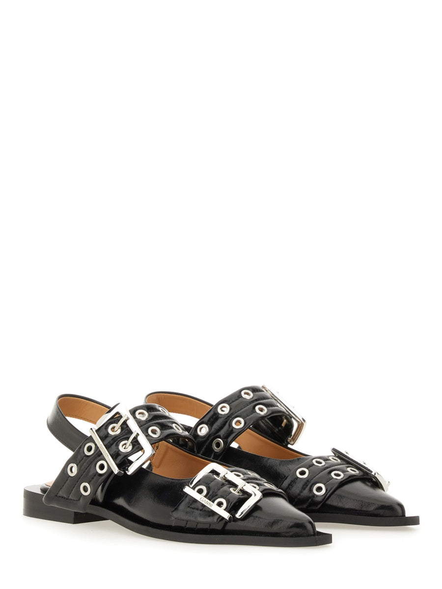 Ballet Flats With Buckle Black Recycled Polyester