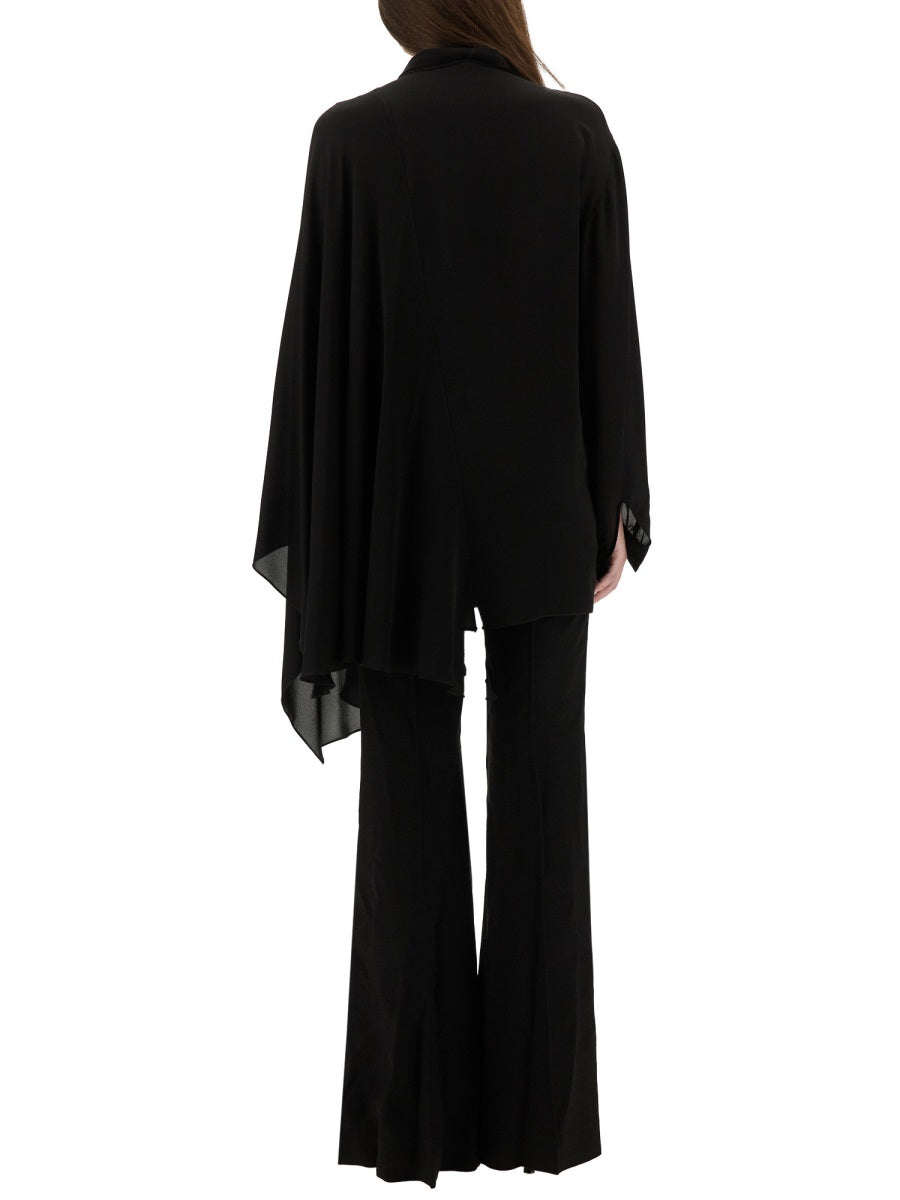Blouse With Scarf Black Silk Shirt