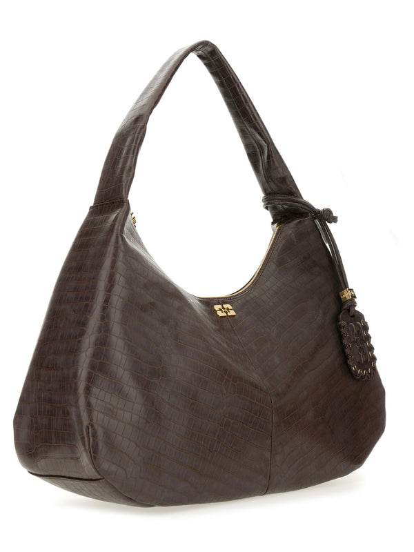 Hobo Bag Croco Xxl Brown Rec Le Shoulder