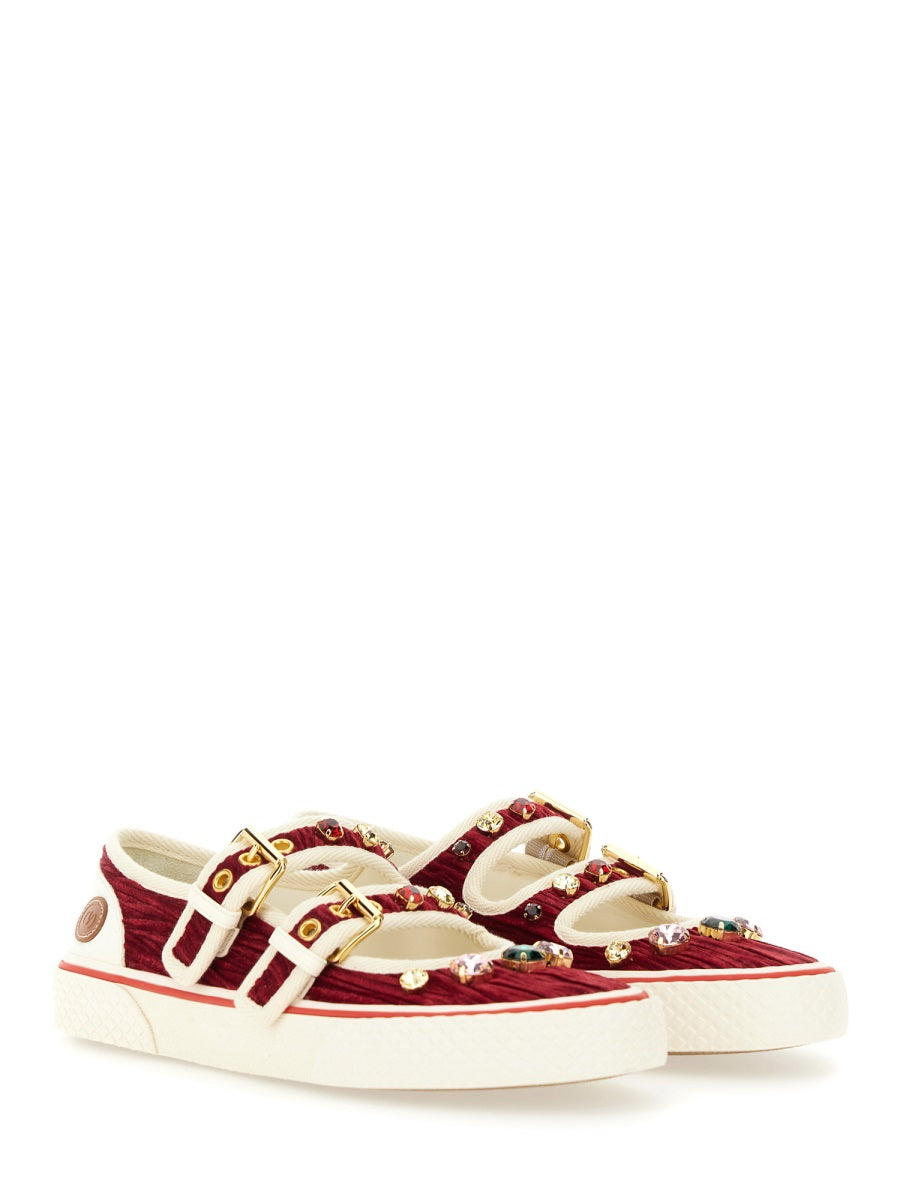 Velvet Dollyboard Ballerina Sneaker Bordeaux Polyester Trainers