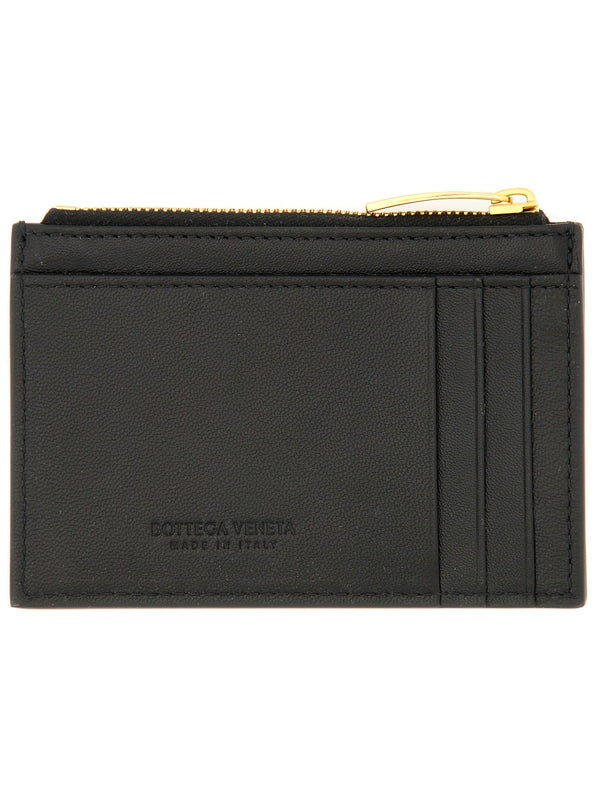 Card Holder Woven Lambskin Black Lamb Skin Wallets & Purses