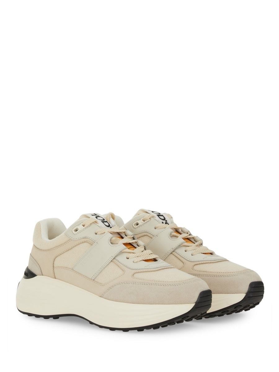 Fabric And Suede Sneaker Beige Leather Trainers