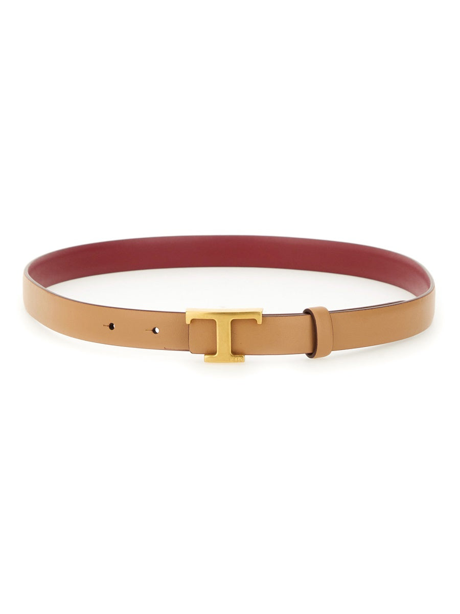 Reversible T Timeless Belt Beige Leather