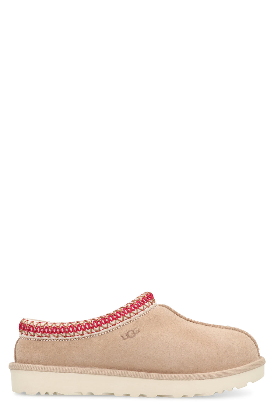 Smooth Suede Slippers With Sheepskin Lining Beige Ovine Leather