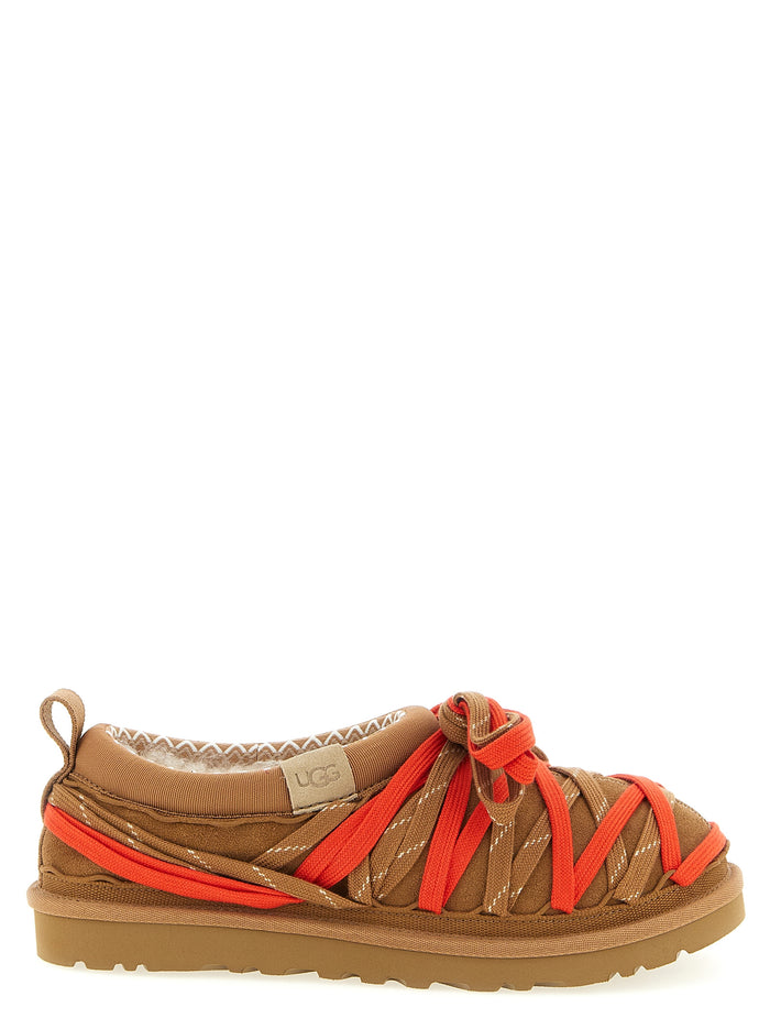 Tasman Lace sabots Brown Leather Textile Flat Shoes