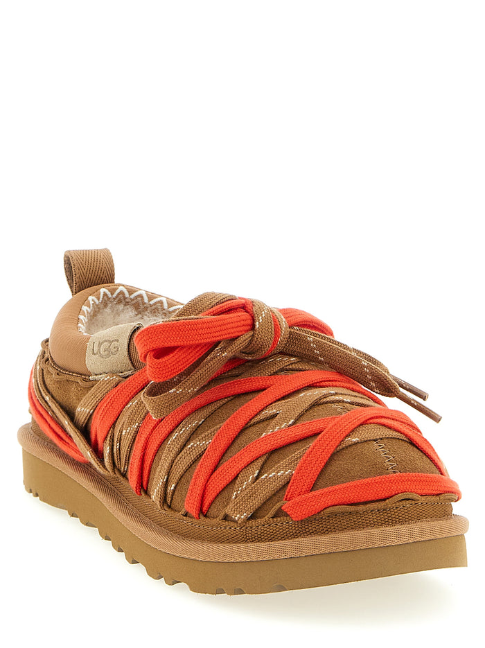 Tasman Lace sabots Brown Leather Textile Flat Shoes