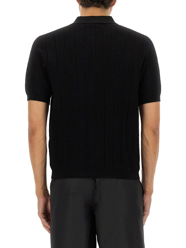 Knitted Polo Shirt Black Viscose