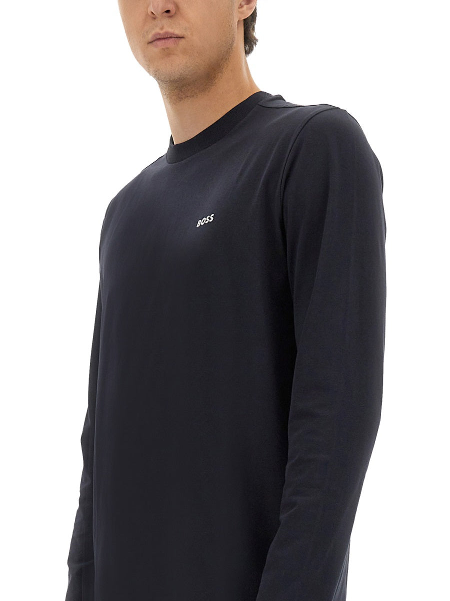 Logo Print T-Shirt Blue Cotton T-shirts