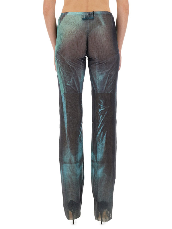 Mesh Pants Azure Polyamide Trousers