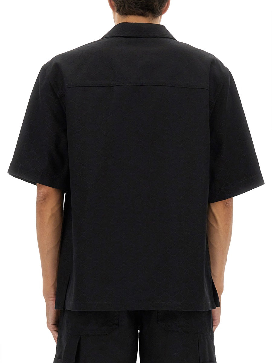 Shirt Gg Jacquard Black Cotton