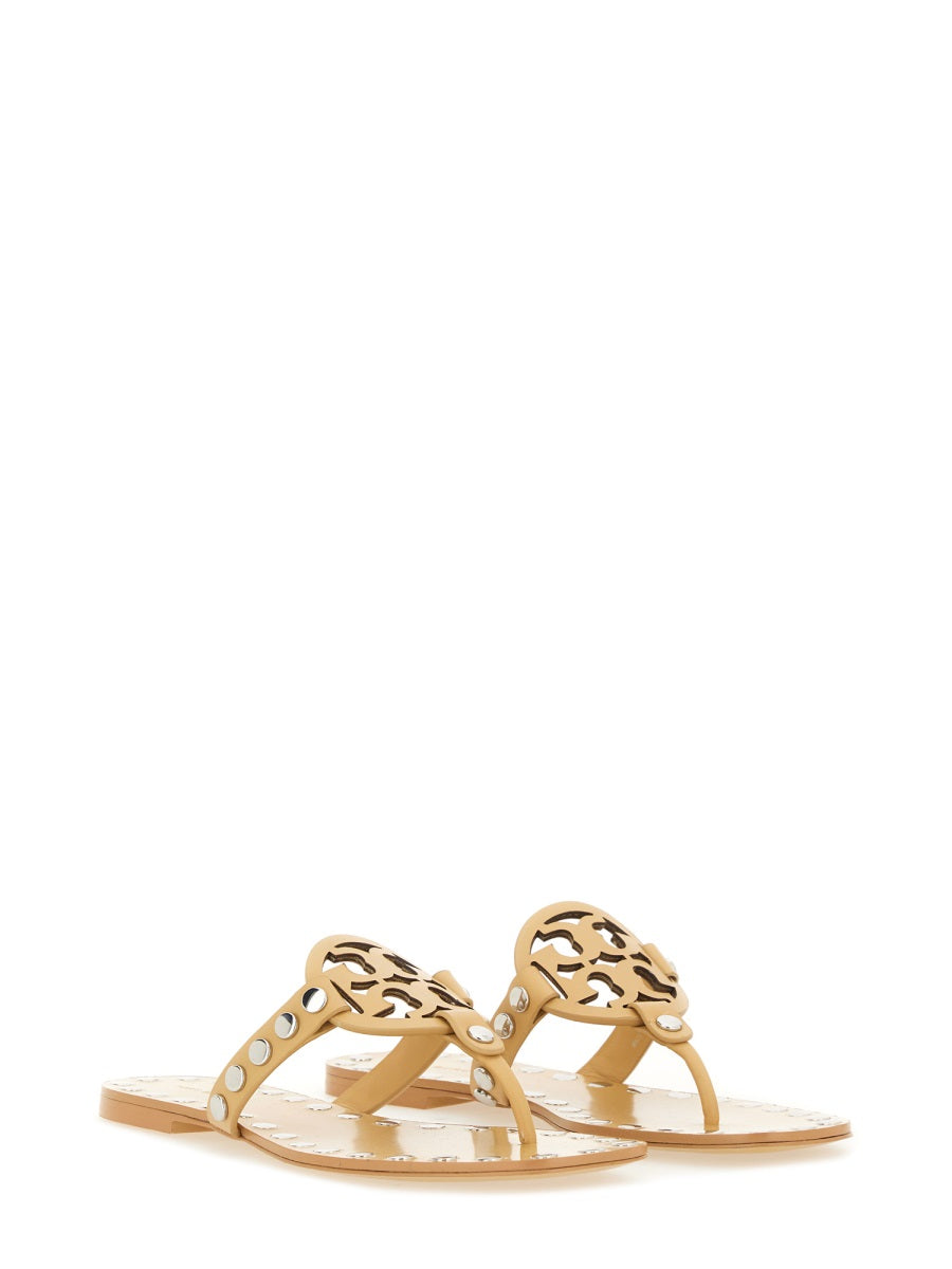 Studded Miller Sandal Beige Bovine Leather