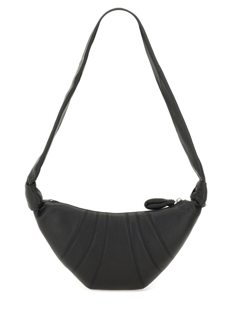 Small Croissant Leather Shoulder Bag Black Lambskin
