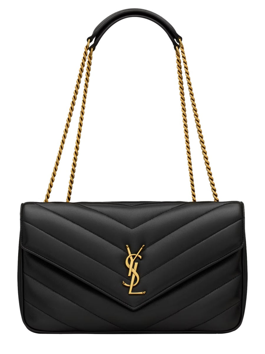 Loulou Medium Shoulder Bag Black Lamb Leather