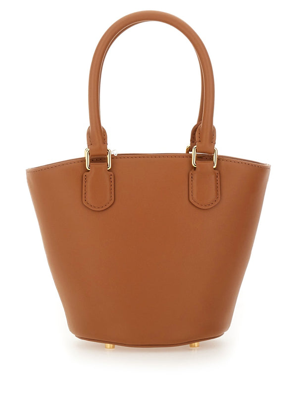 Leather Tote Bag With Charm Buff Outer Cow Handbags