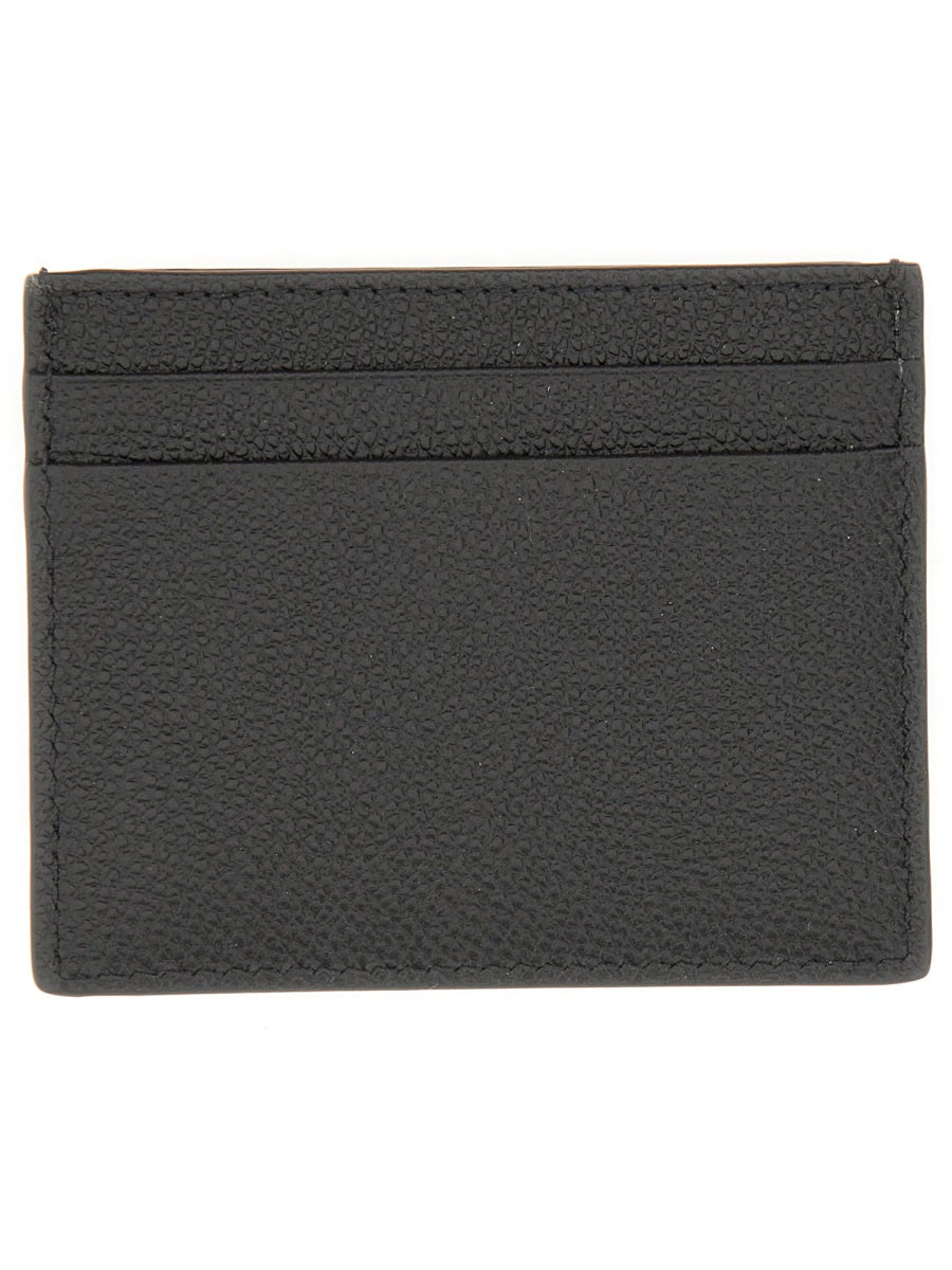 Vlogo Signature Card Holder Black Leather Wallets & Purses
