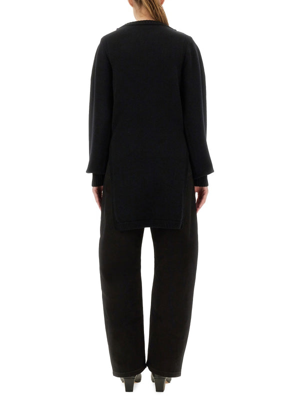 Shirt With Slits Black Wool Jumpers