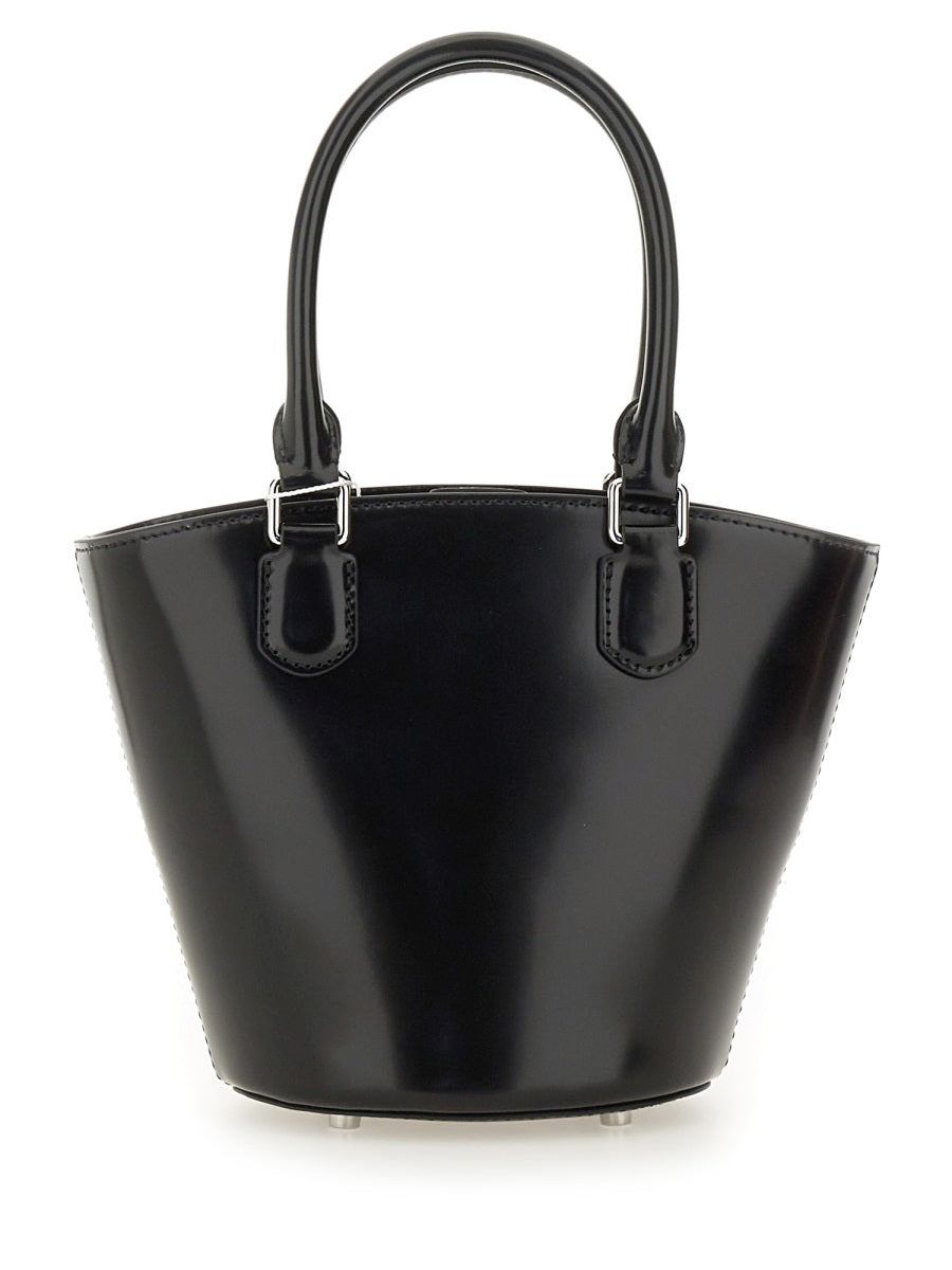 Leather Tote Bag With Charm Black Cow Handbags