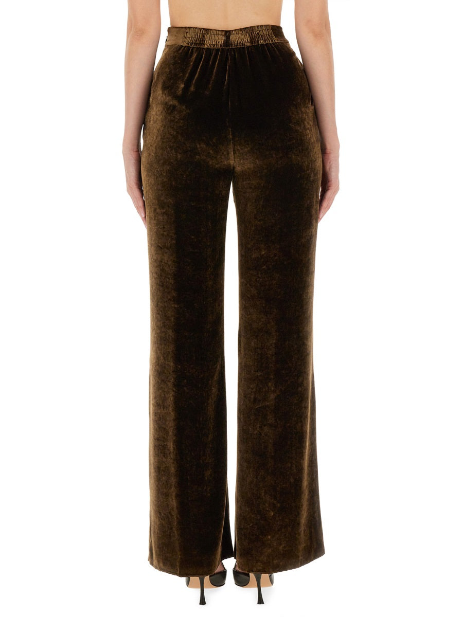 Velvet Pants Brown Viscose Silk Trousers