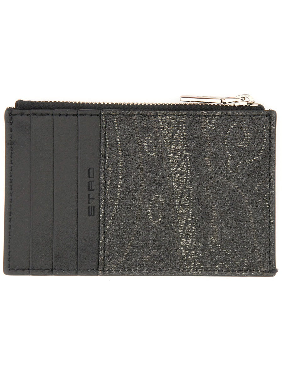 Card Holder Arnica With Pegasus Black Cotton Polyester Wallets & Purses