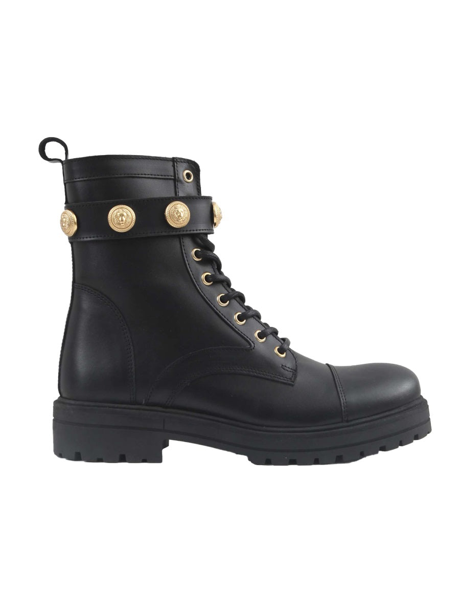 Lace-Up Amphibian Boots Black Leather