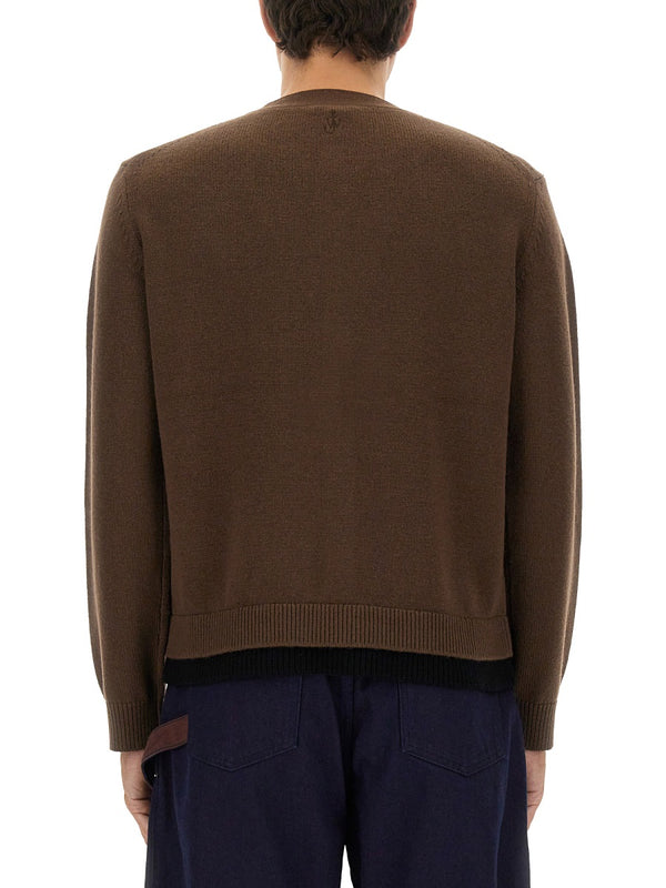 Layered Cardigan Brown Sheeps Wool Cashmere Jumpers