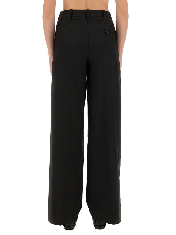 Black Straight Wide Fit Pants 6204633900 Trousers