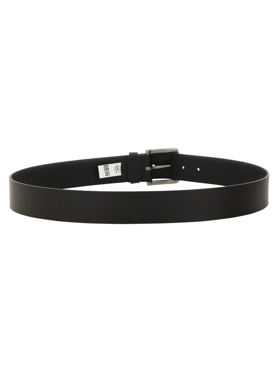 Leather Buckle Belt Black Cowhide