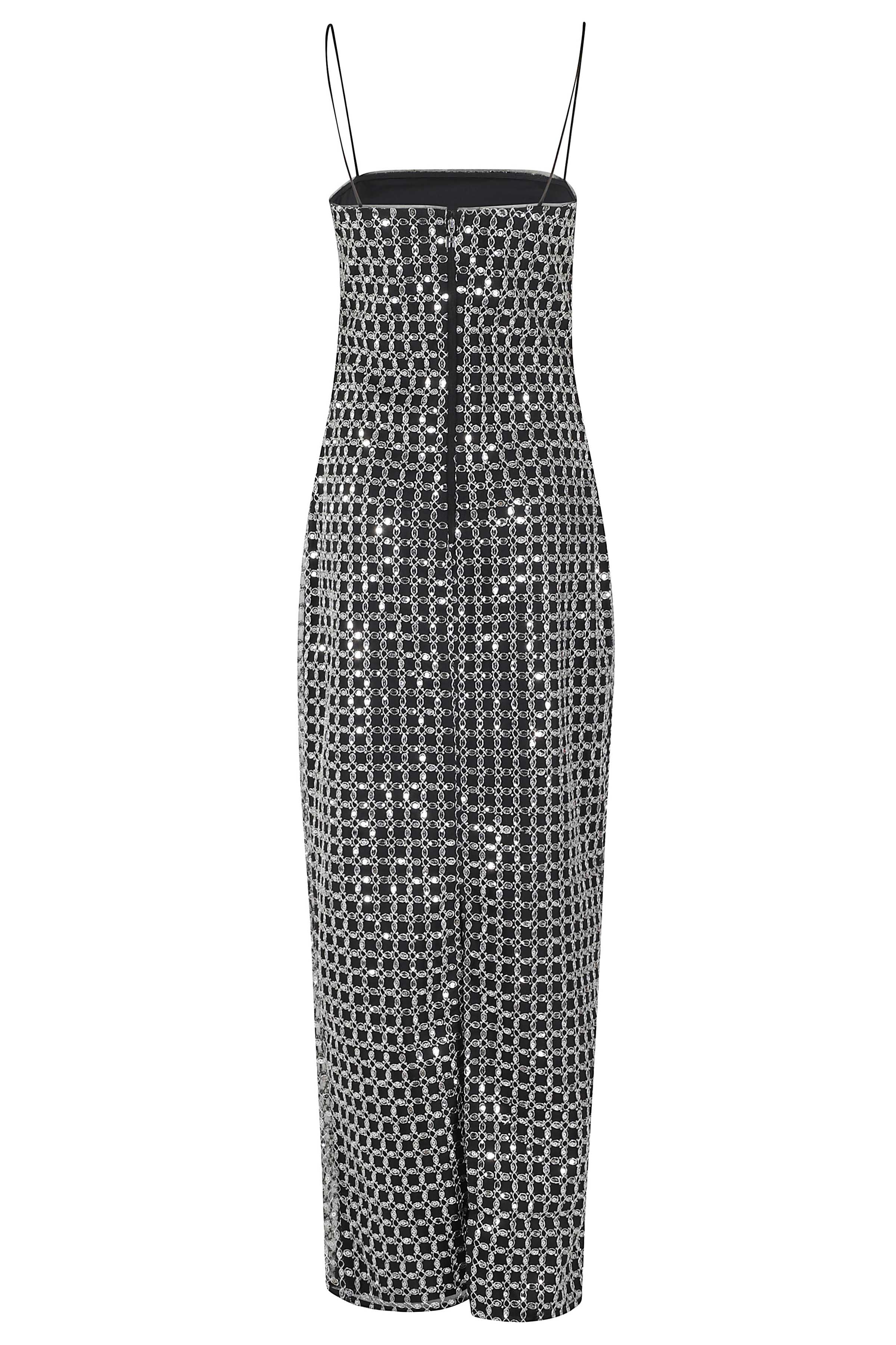 Beaded Maxi Slip Dress Black Polyester Abito