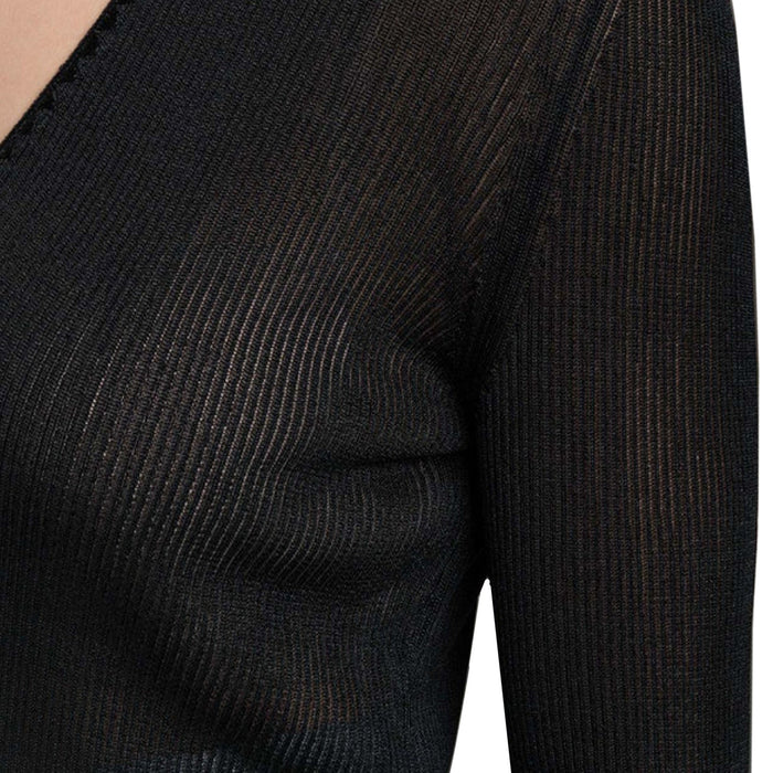 Tom Ford Sheer Fine-Ribbed Top Black Polyamide Viscose