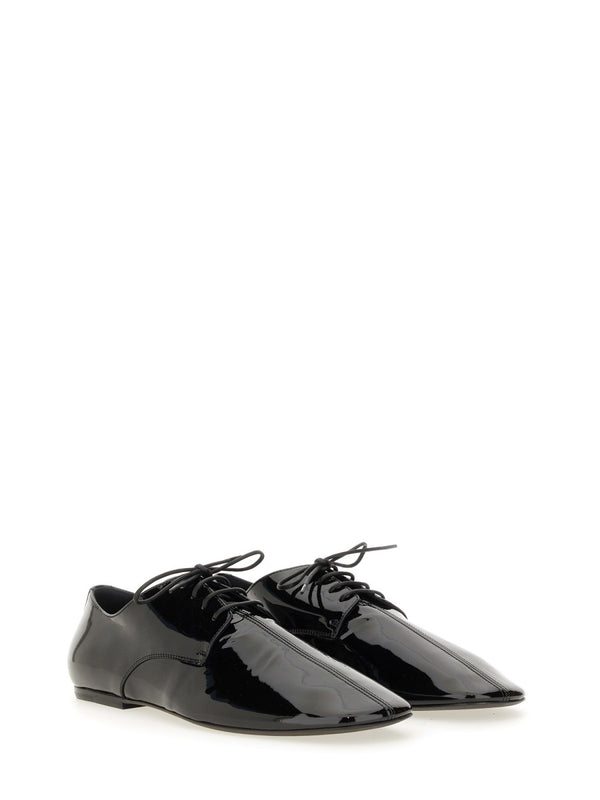 Shiny Leather Lace-Up Shoe Black