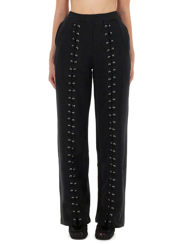 Sports Pants With Laces Black Cotton (organic) Trousers