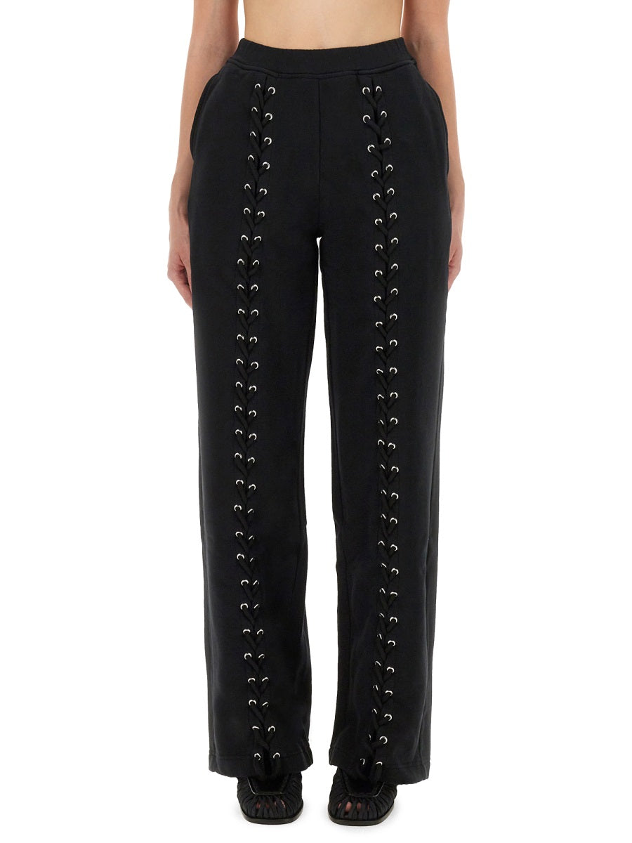 Sports Pants With Laces Black Cotton (organic) Trousers