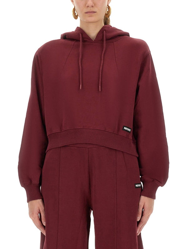 Cropped Terry Back Hoodie Bordeaux Cotton (organic) Sweatshirts