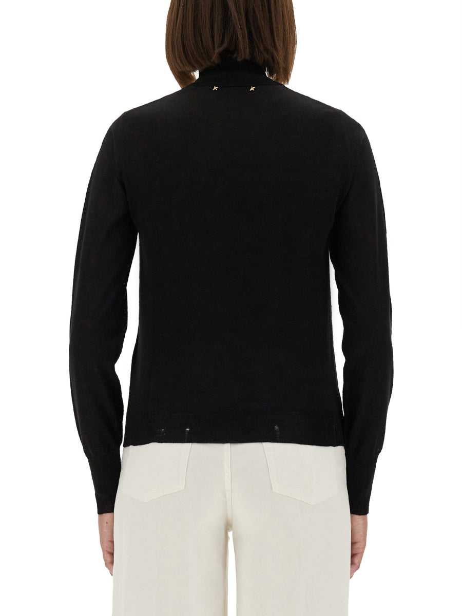 Worn Effect Wool Sweater Black Virgin Jumpers