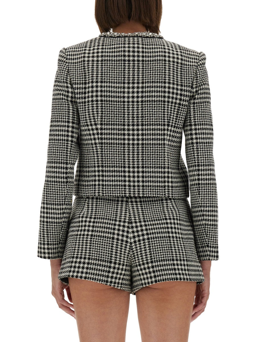 Houndstooth Jacket With Crystals Multicolour Polyester
