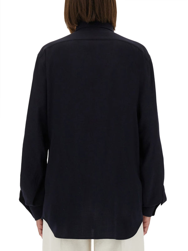 Cotton Shirt Blue Wool