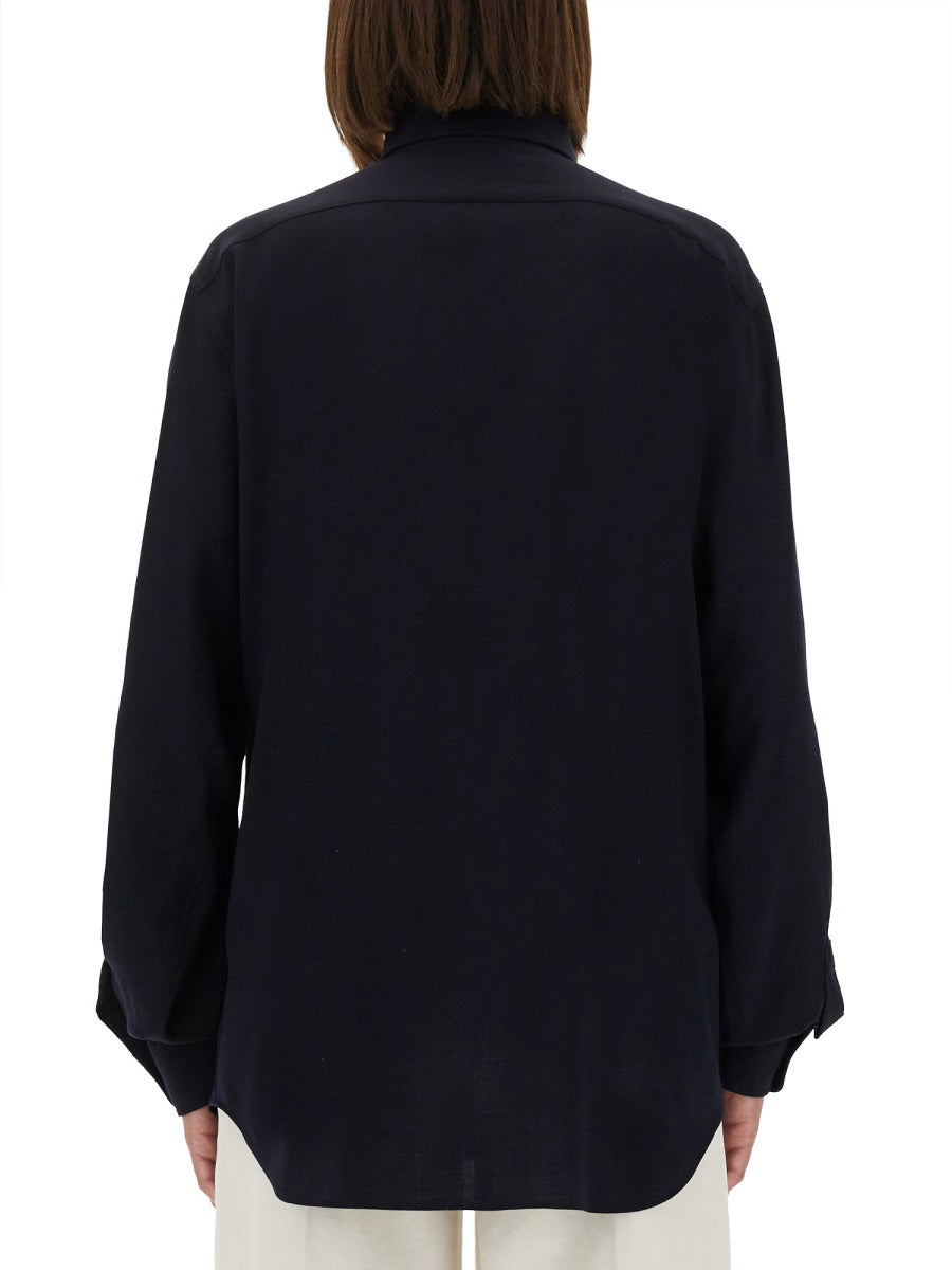 Cotton Shirt Blue Wool