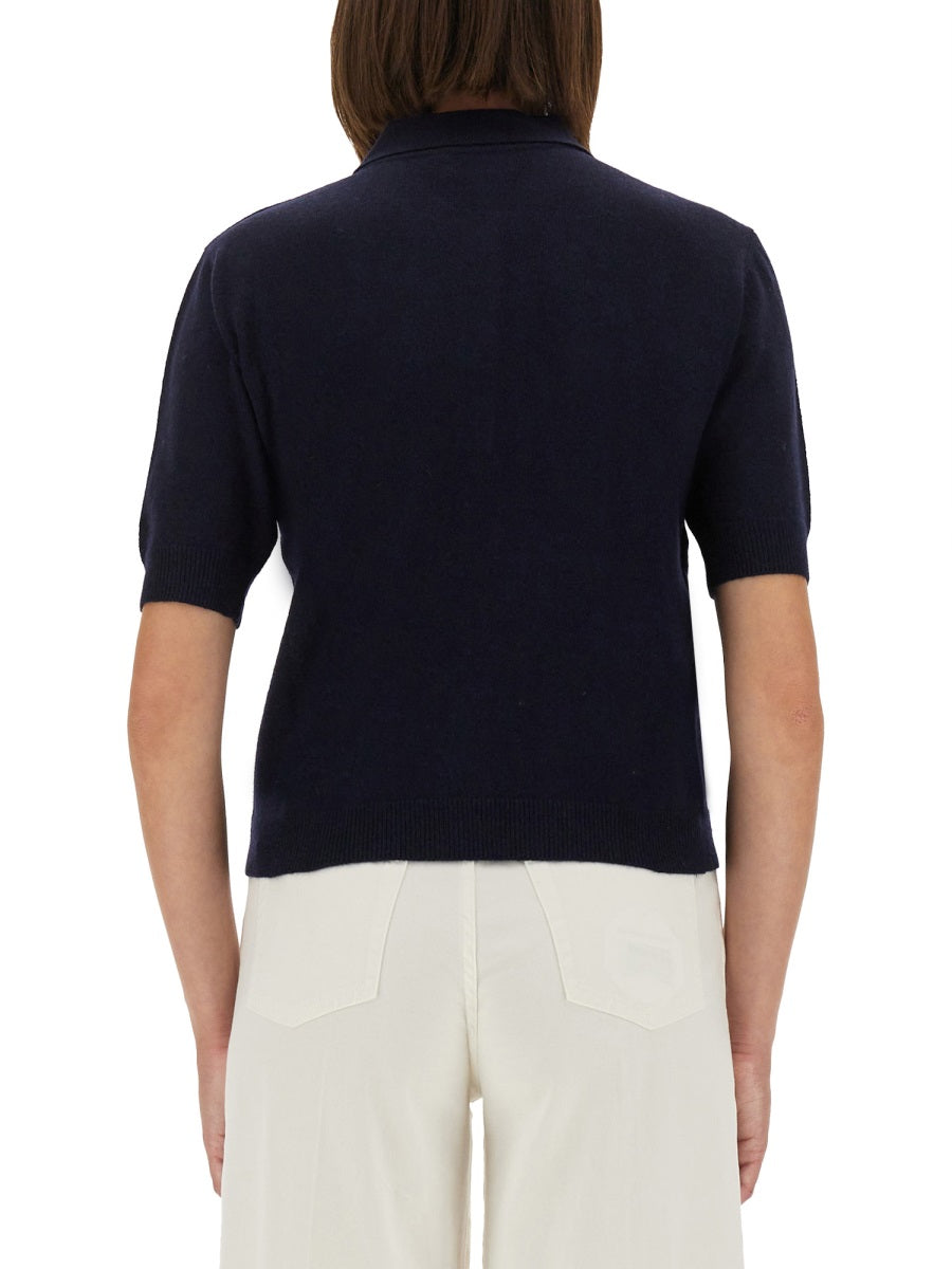 Polo Shirt With Logo Blue Wool Jumpers