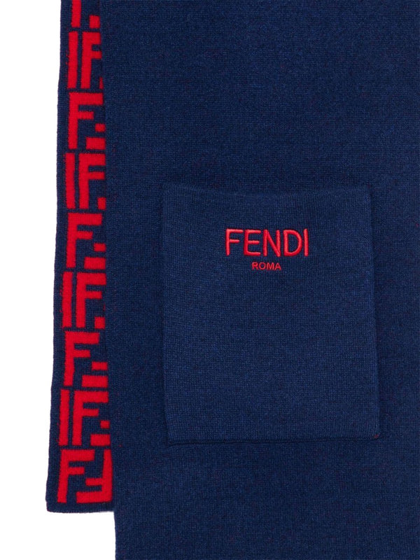 Scarf Reversible Ff Logo Multicolour Wool
