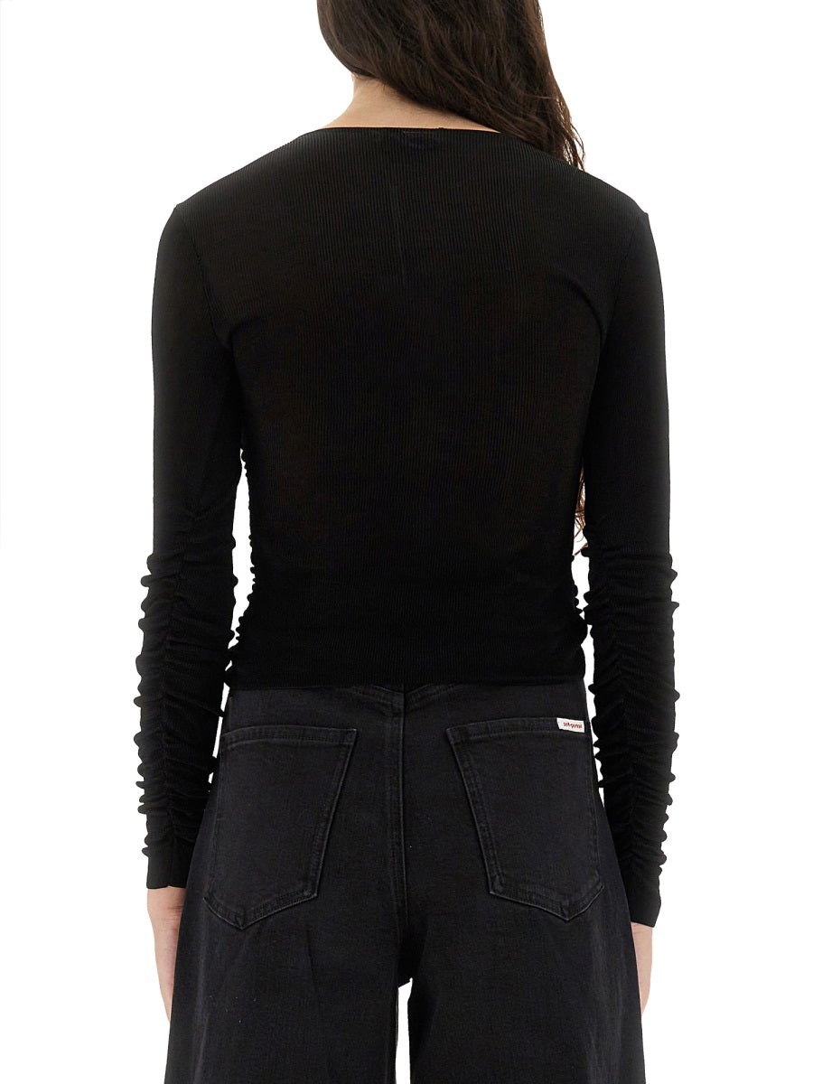 Viscose Knit Top Black Tops