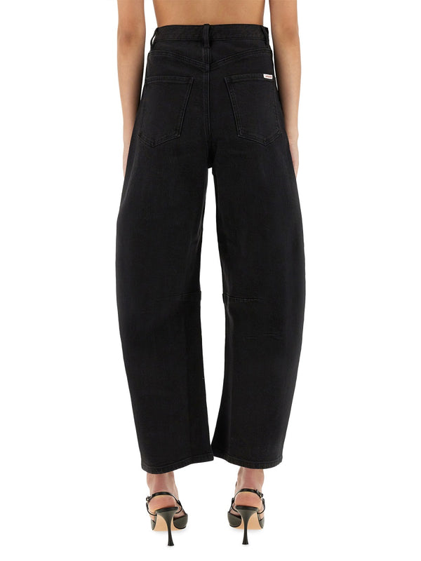 Barrel Leg Jeans Black Main Fabric Cotton