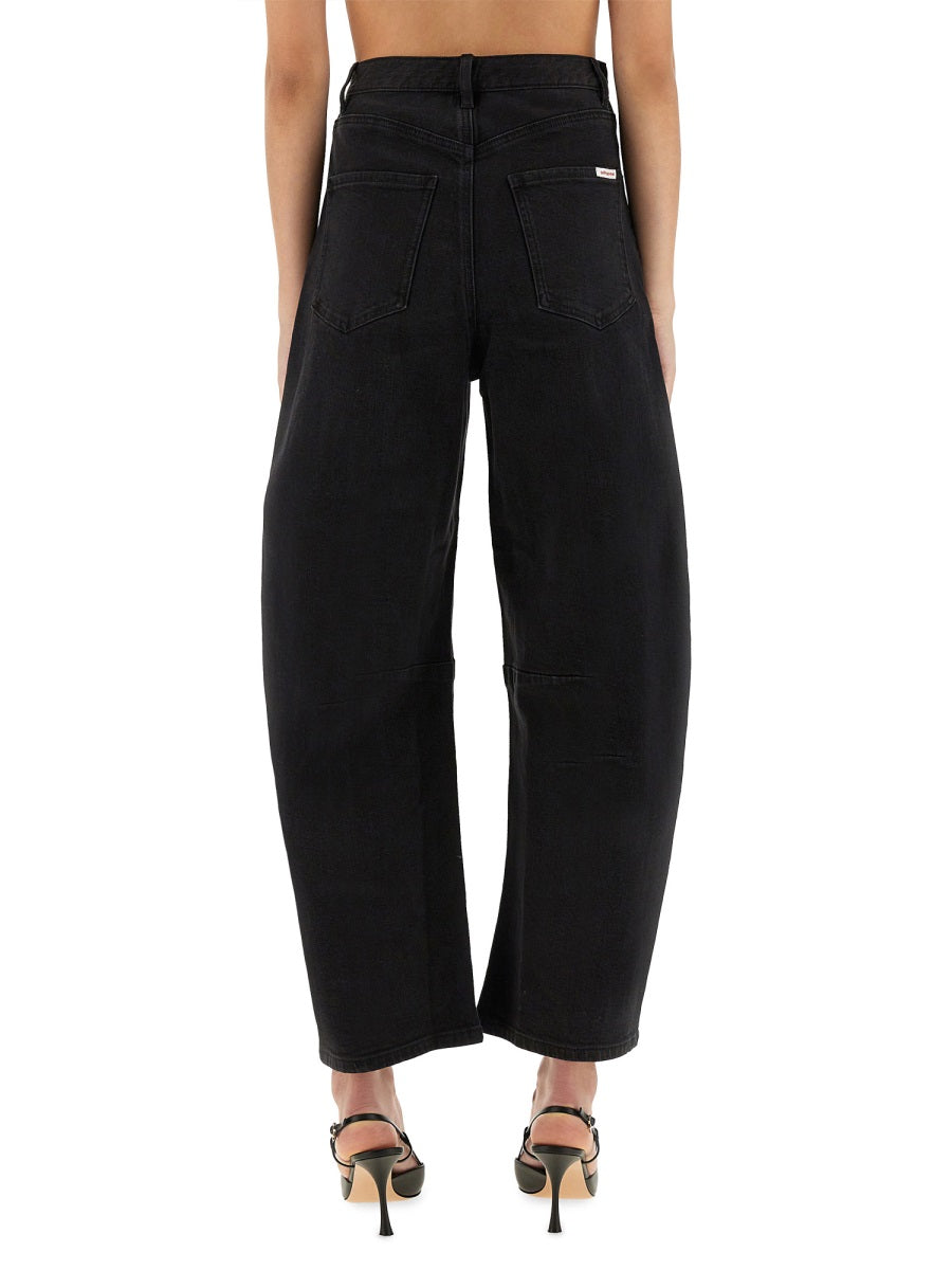 Barrel Leg Jeans Black Main Fabric Cotton