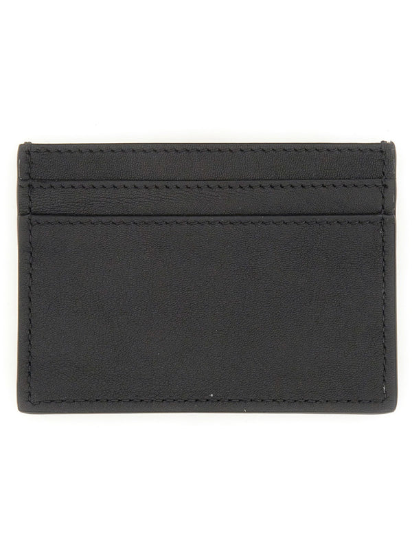 Card Holder With Logo Black Leather Wallets & Purses