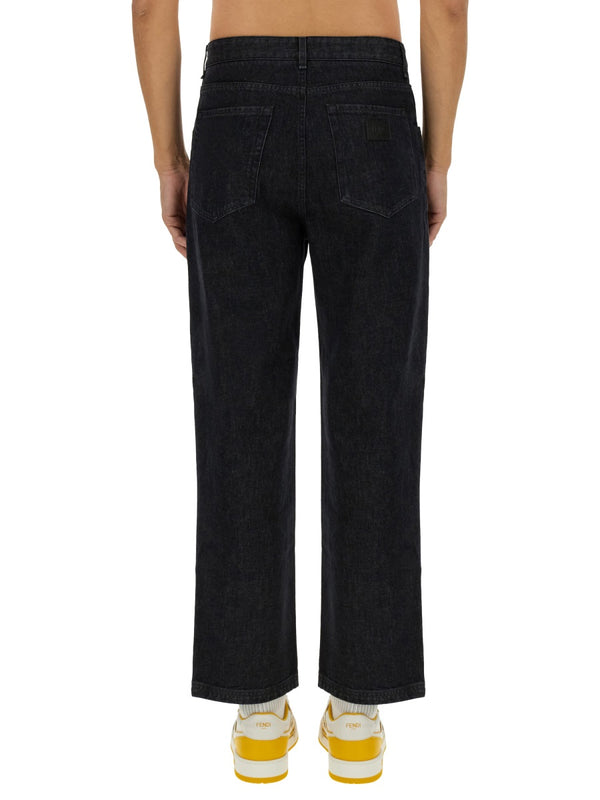 Long Jeans Black Cotton