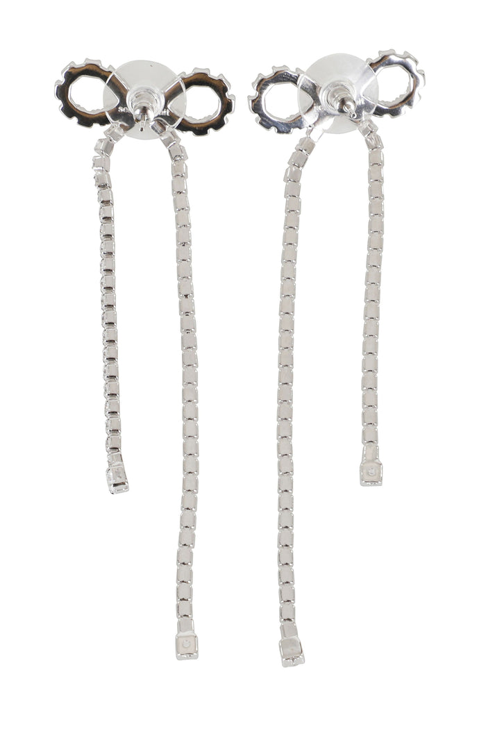 Crystal Droplet Bow Earrings Metallic Brass | Bras Orecchini