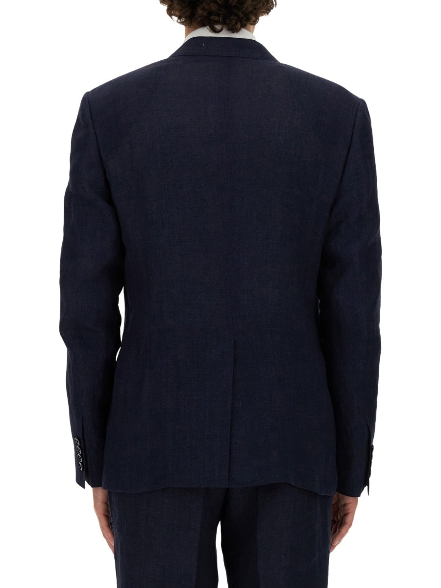 Double-Breasted Jacket Blue Linen