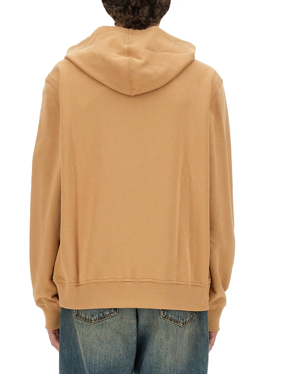 Sweatshirt With Pegasus Embroidery Beige Cotton Sweatshirts