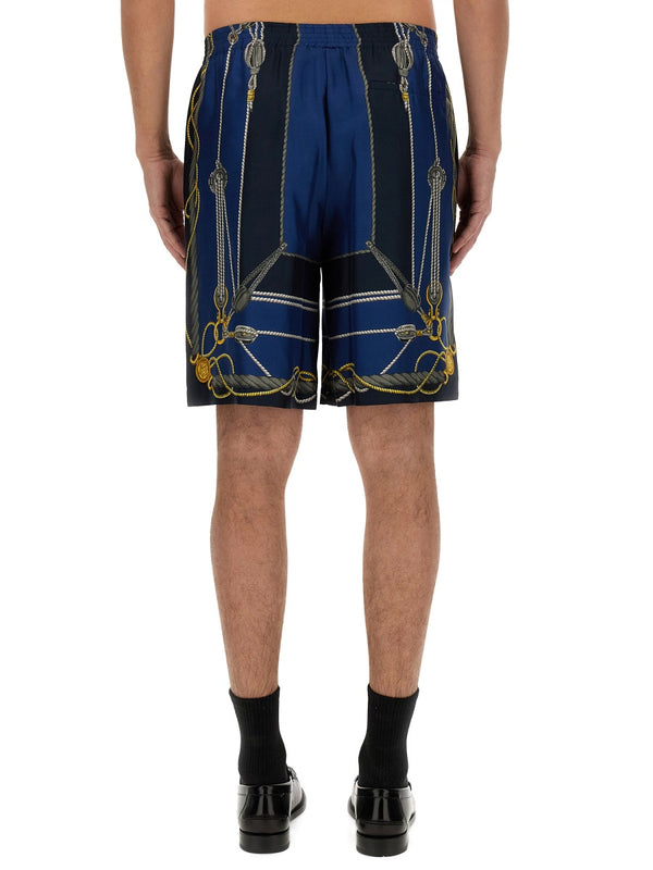 Twill Bermuda Shorts Multicolour Silk
